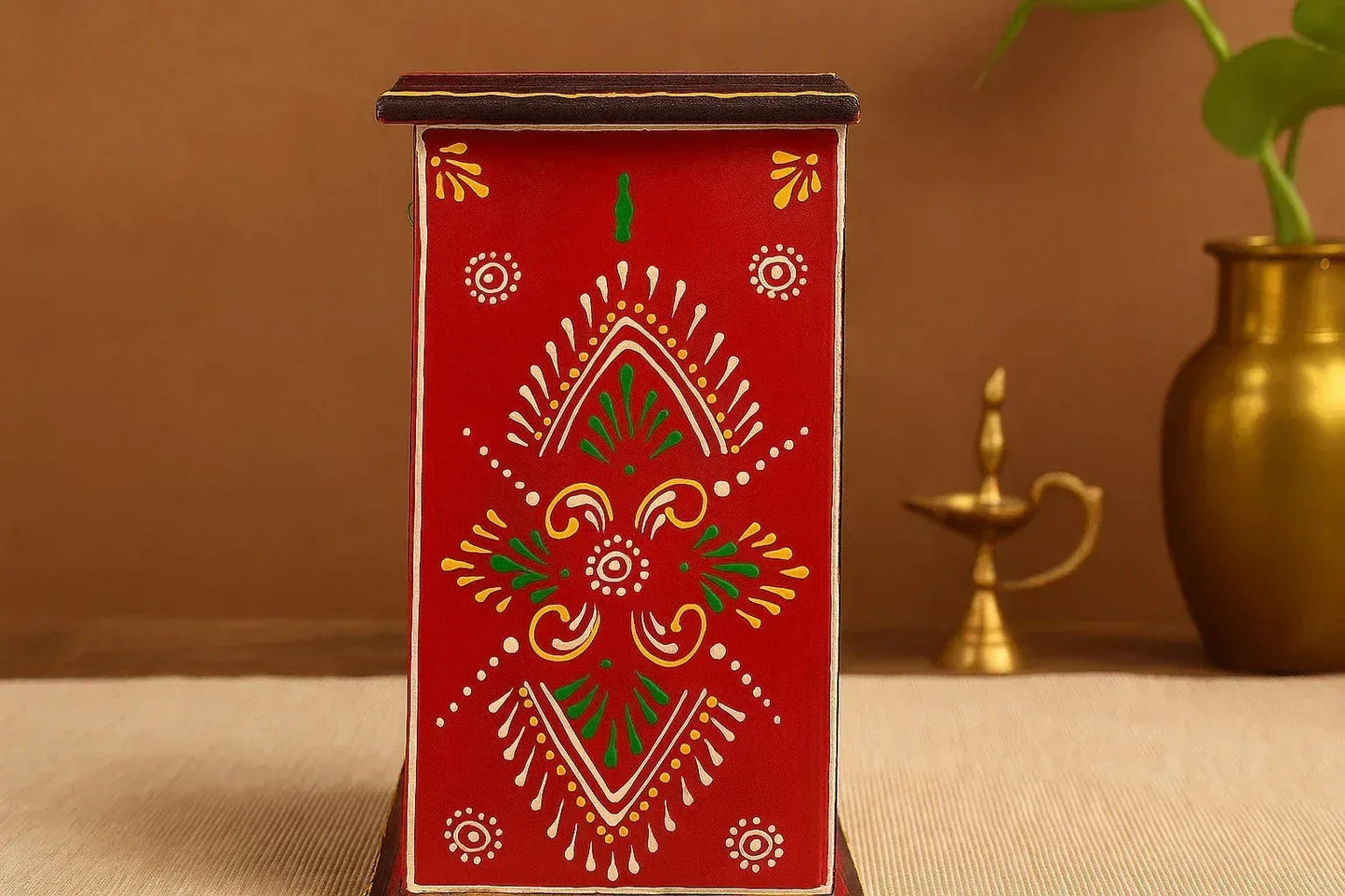 Hand-Painted Wooden 3-Drawer Chest - Indian Artisan Jewelry Box & Trinket Organizer