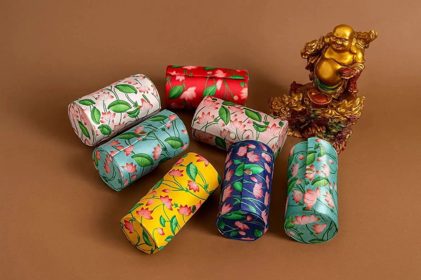 Handcrafted Floral Satin Bangle Box - Cylindrical Jewelry Organizer & Watch Case