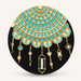 Handcrafted Luxury Jharokha Archway Lippan Art Wall Hanging (16-Inch MDF Base) – Premium Gold & Turquoise Mud-Mirror Work