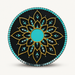 Handcrafted Black & Gold Lotus Mandala Lippan Art Wall Mirror (12-Inch MDF Base) – Premium Turquoise Mud-Mirror Work