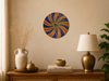 Handcrafted Royal Sunburst Lippan Art Wall Mirror (12-Inch MDF Base) – Vibrant Blue & Yellow Mud-Mirror Work