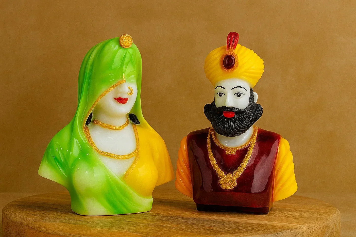 Bani-Thani Marble Dust Figurines – 8-Inch Handcrafted Rajasthani Royal Couple Statues