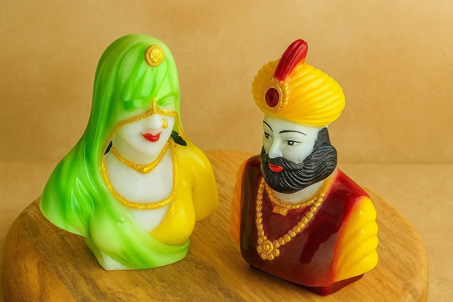 Bani-Thani Marble Dust Figurines – 8-Inch Handcrafted Rajasthani Royal Couple Statues