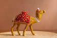 Handpainted Brass Camel Figurine with Red Floral Saddle - Traditional Indian Folk Art Decor - Decorative Sculpture for Home Living Room