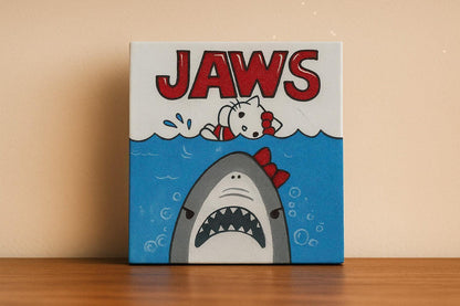 Hand-Painted Whimsical Shark Canvas Set - Quirky Birthday Gift Art (Set of 2)