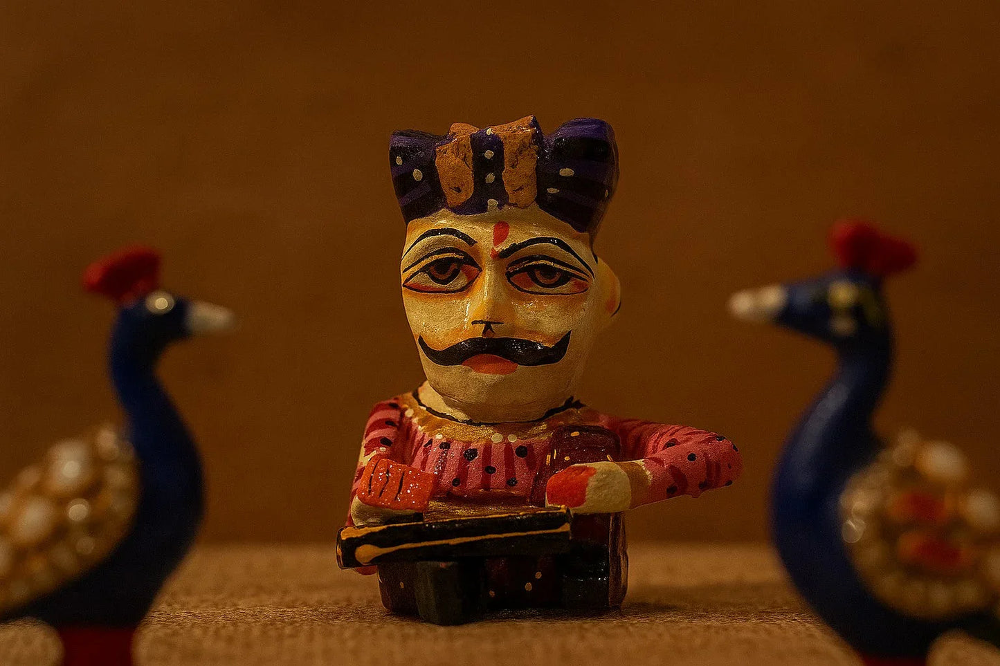 Handcrafted Rajasthani Wooden Musician Set – Colorful Folk Art Home Decor – Indian Cultural Figurines
