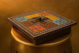 Handpainted Wooden Spice Box - 4-Compartment Masala & Dry Fruit Box with Rajasthani Folk Art Lid