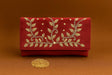 Handcrafted Velvet Envelope Clutch with Zari Embroidery - Golden Vine Party Bag