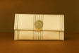Handcrafted Satin Envelope Clutch with Gold Floral Brooch - Royal Festive Evening Bag