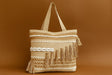 Handcrafted Woven Boho Tote Bag - Textured Macrame & Tassel Canvas Shopper