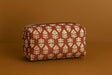 Handcrafted Indian Cotton Travel Pouch - Block Print & Ikat Cosmetic Bag / Utility Organizer