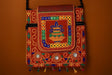 Handcrafted Red Mirror Work Sling Bag - Ethnic Kalash Embroidery & Black Beaded Strap