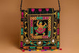 Handcrafted Black Mirror Work Sling Bag - Ethnic Goddess Embroidery & Beaded Strap